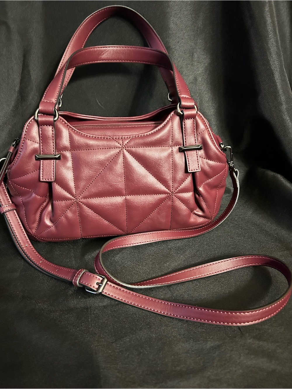 Simply Vera Vera Wang Women’s Quilted Burgundy Satchel